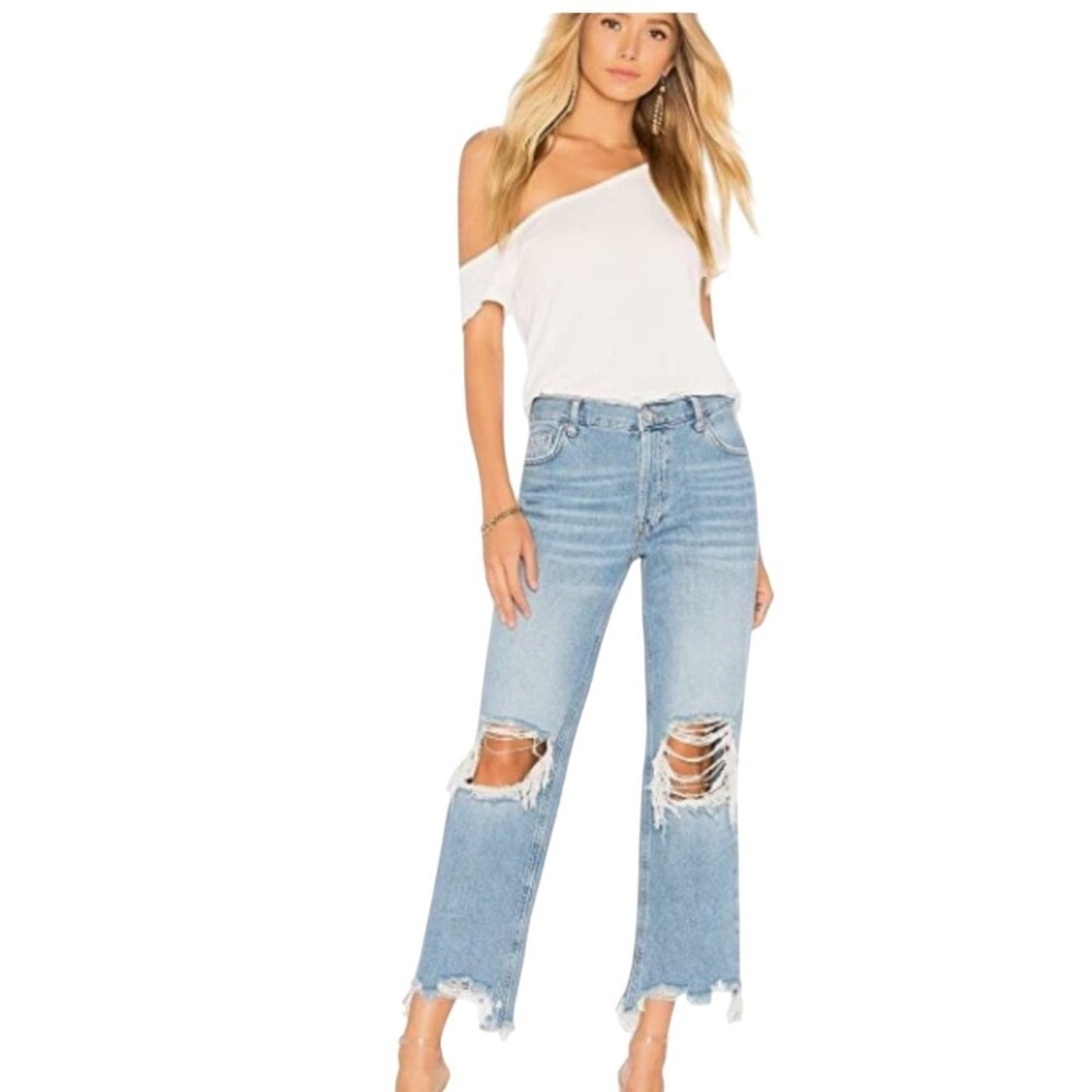 FREE PEOPLE We the Free Maggie Mid Rise Straight Leg Jeans, Size 25